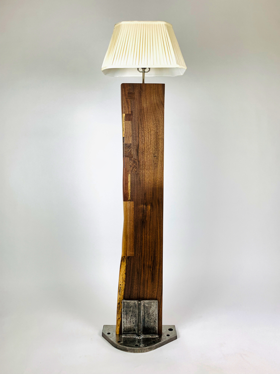 Vieceli walnut and steel floor lamp
