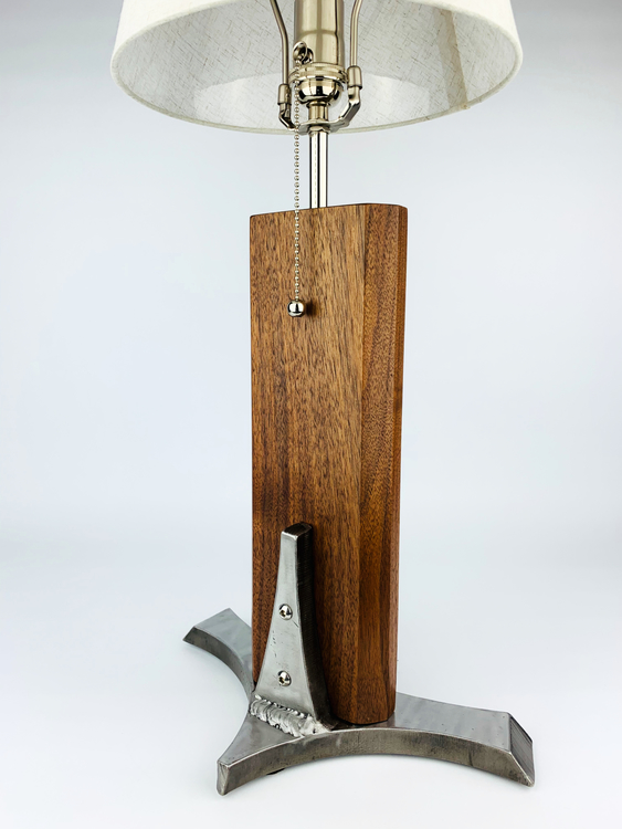 Vieceli walnut and steel table lamp