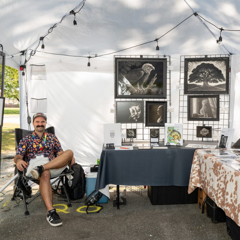 artist in booth